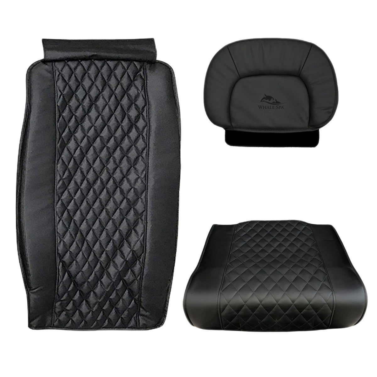 Leather upholstery pad sets for pedicure spa chairs, including pillows, seat cushions, and backrests
