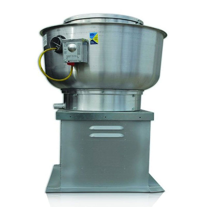 Commercial salon ventilation exhaust fan system installed for nail dust and chemical fume source capture.
