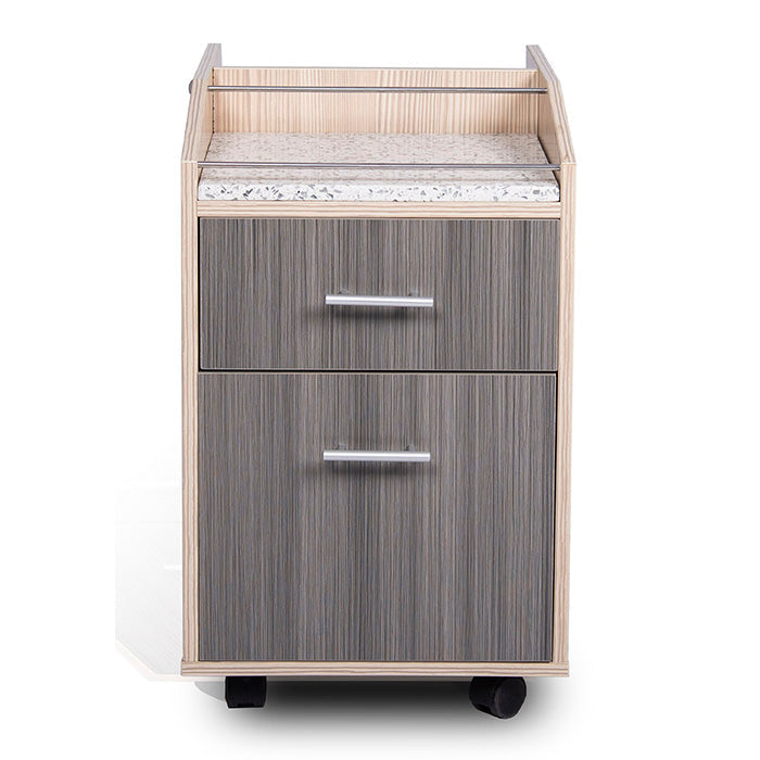 Professional salon accessory cart and pedicure trolley for nail technician supplies.