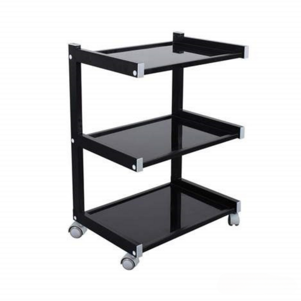 Dermalogic Ryder all-purpose rolling salon trolley with storage drawers and tool holders.