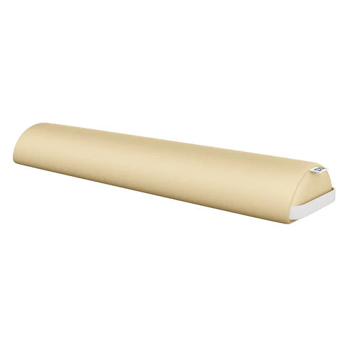 Beige half-round massage bolster cushion for spa, massage, and salon tables.