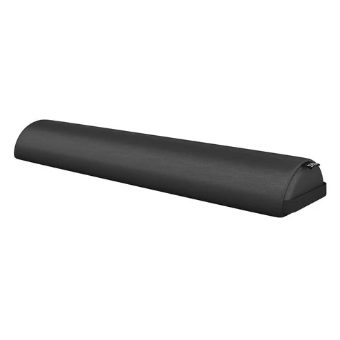 Black half-round massage bolster cushion for spa, massage, and salon tables.