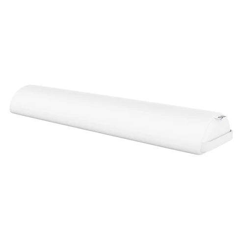White half-round massage bolster cushion for spa, massage, and salon tables.