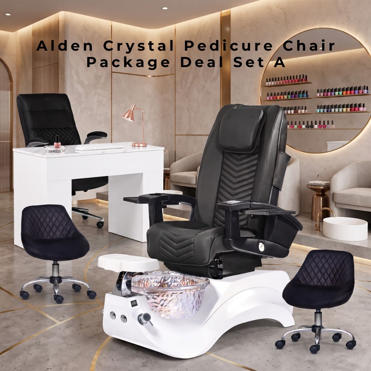 ALDEN CRYSTAL PEDICURE CHAIR PACKAGE DEAL