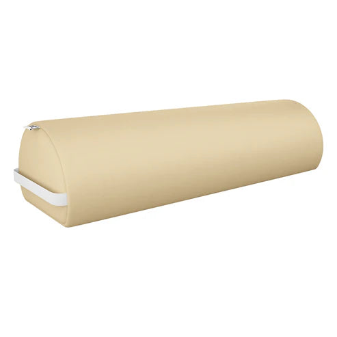DIR ARC Beige leather massage table bolster, an ergonomic cushion providing knee, ankle, and lumbar support for precise patient positioning and spinal alignment.