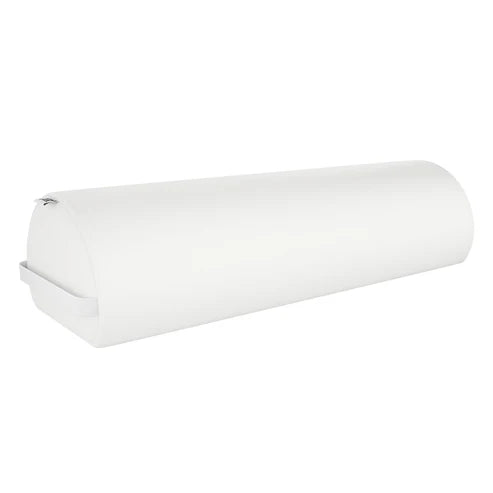 DIR ARC White leather massage table bolster, an ergonomic cushion providing knee, ankle, and lumbar support for precise patient positioning and spinal alignment.