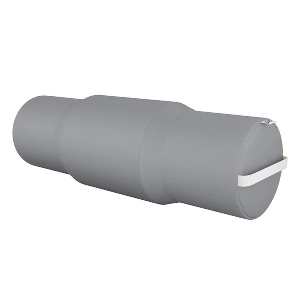 Versatile gray Therapy Bolster for Knee and Leg Support - Ergonomic Round Pillow for Massage, Acupuncture, and Physical Therapy.