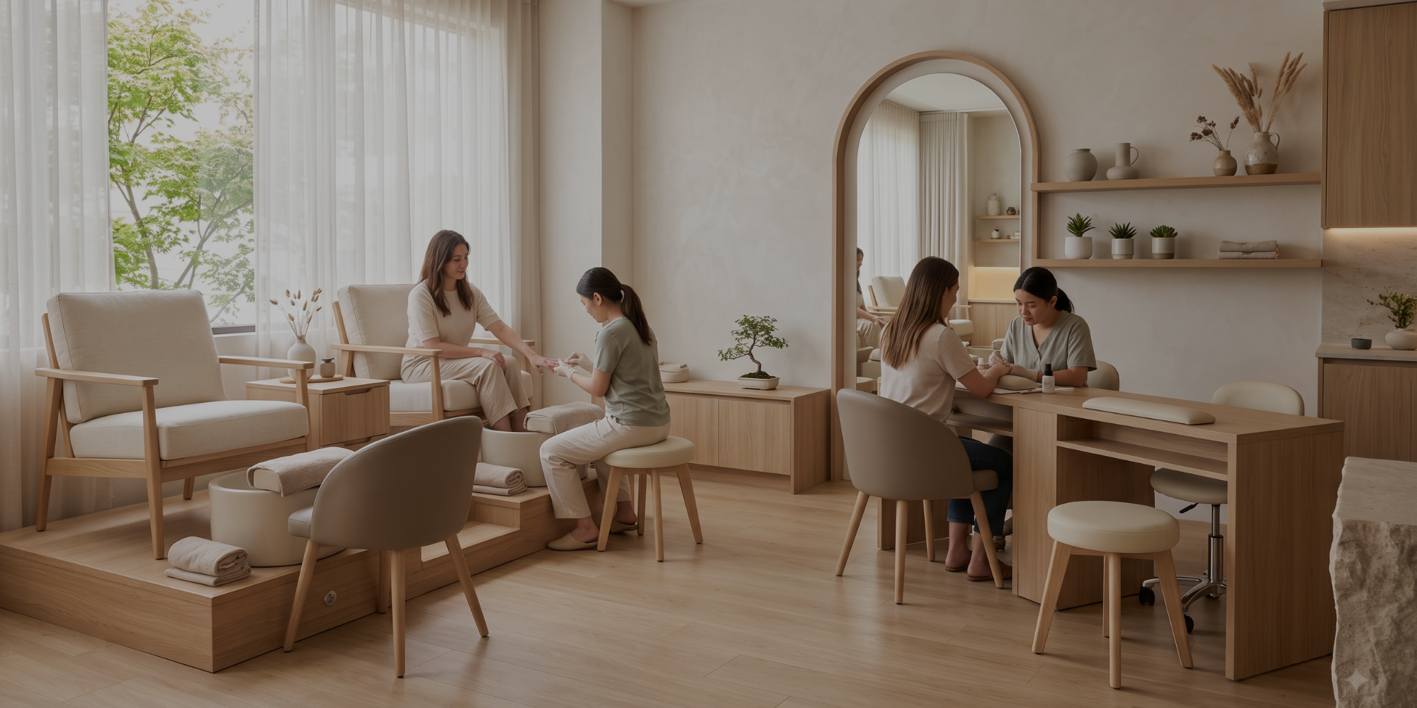 Guide to matching pedicure chairs, manicure tables, and tech stools to 5 trending salon aesthetics with available equipment models