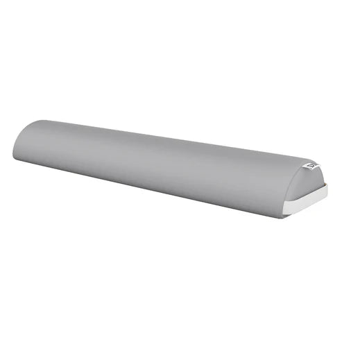 Gray half-round massage bolster cushion for spa, massage, and salon tables.