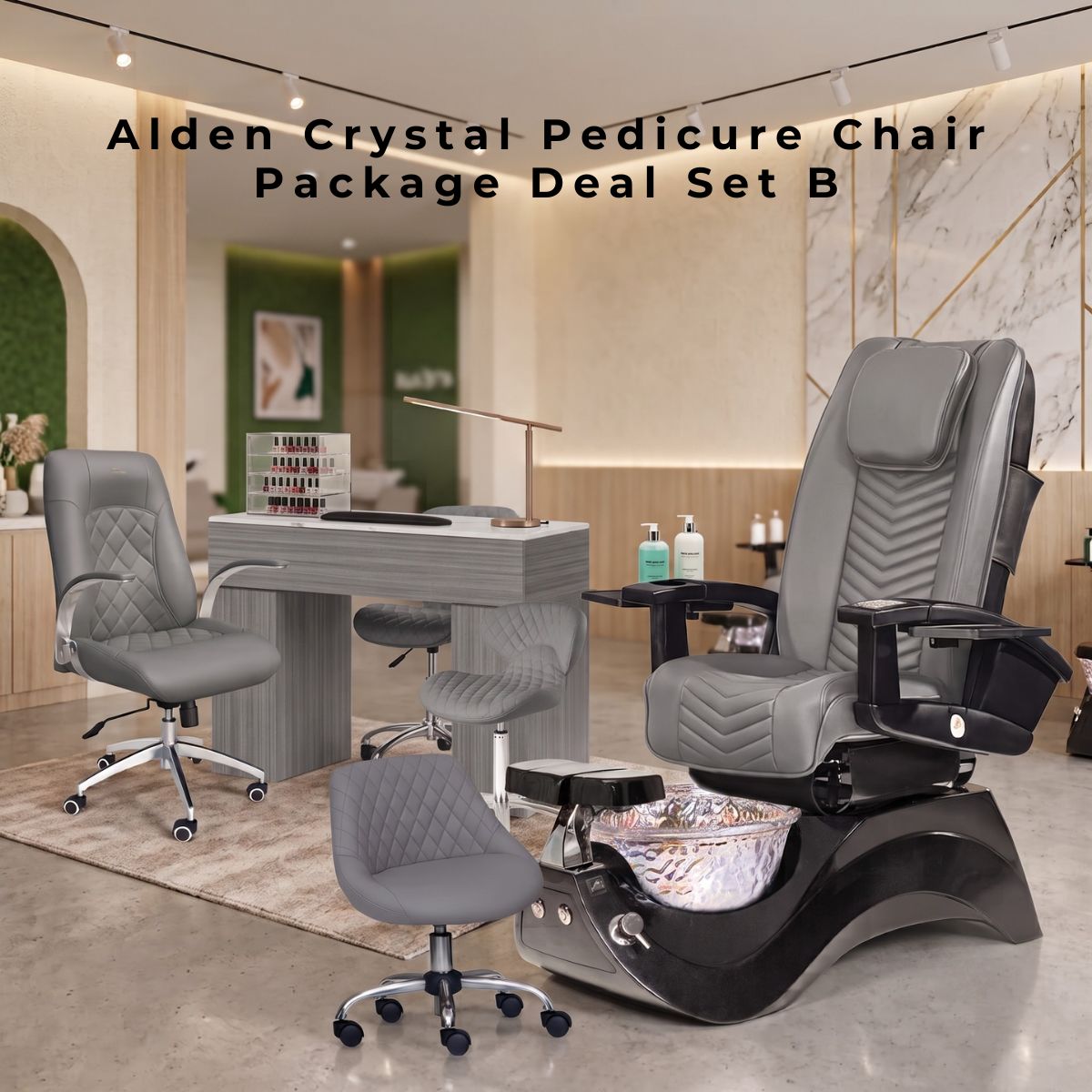 ALDEN CRYSTAL PEDICURE CHAIR PACKAGE DEAL