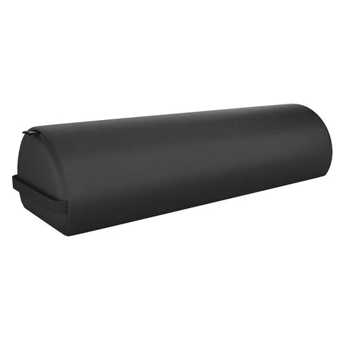DIR ARC black leather massage table bolster, an ergonomic cushion providing knee, ankle, and lumbar support for precise patient positioning and spinal alignment.