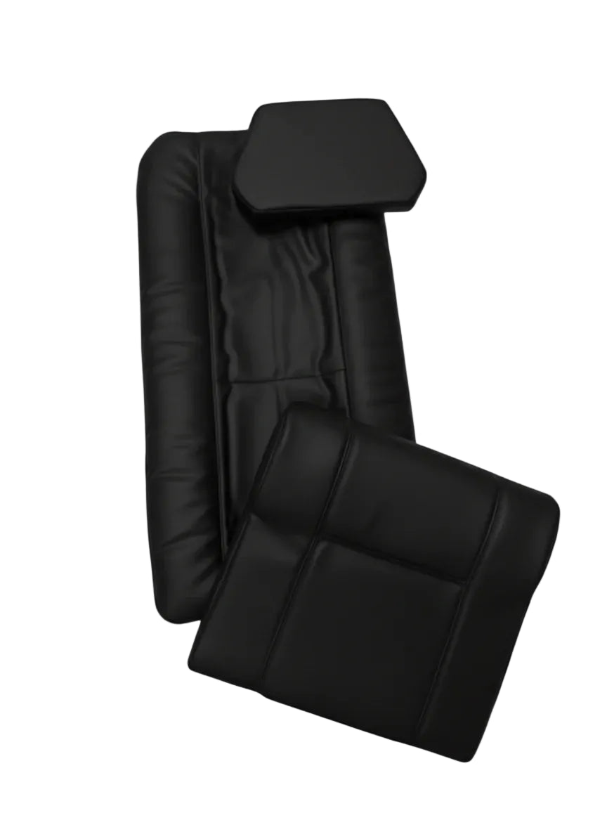 Black seat cover set on a white background