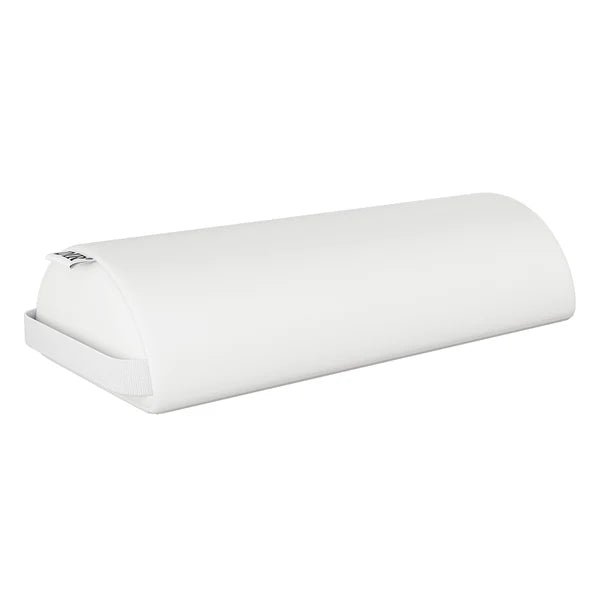DIR neck and lumbar bolster pillow in White faux leather for therapeutic spine alignment and massage tables