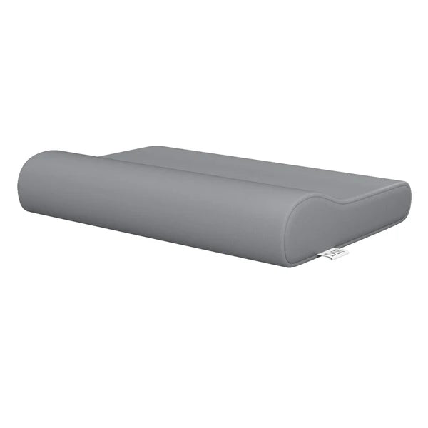 DIR gray leather ergonomic contour neck bolster pillow for professional massage and spa tables.