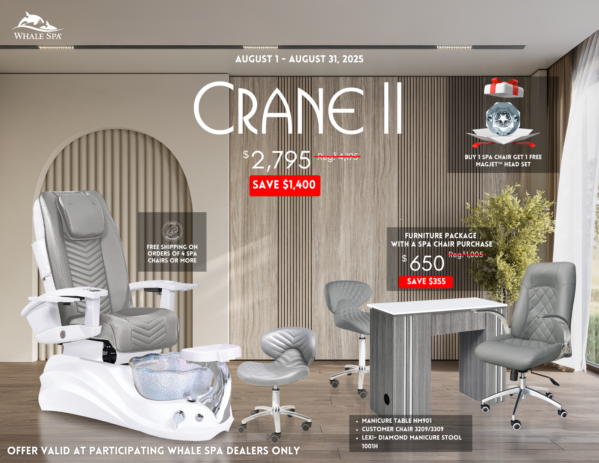 Crane II Spa Pedicure Chair Package Deal