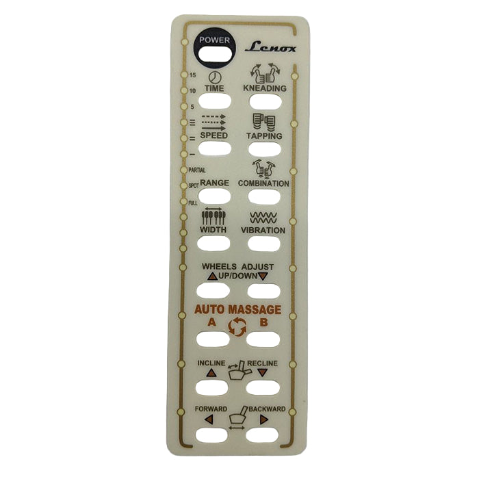 J&A - Remote Control Sticker For Lenox SE & Lenox GX | Pedicure Spa ...